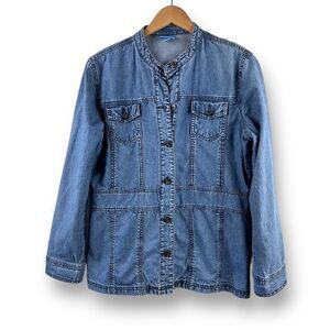 Classic Elements Women's L Denim Shacket Shirt Jacket Blue Barn‎ Chore Casual